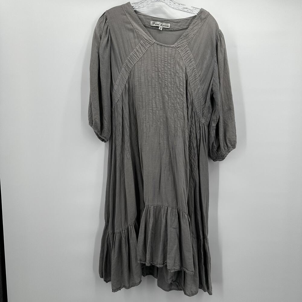 JP and Mattie Dress Womens Small Boho Peasant Midi Tunic Pockets Flowy Casual